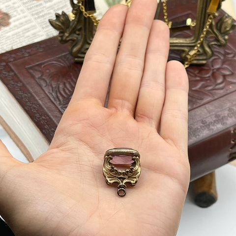 Antique Watch Fob with Pale Purple Czech Cut Glass