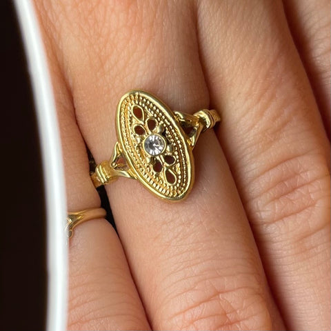 Vintage Unmarked Open Work Cocktail Ring