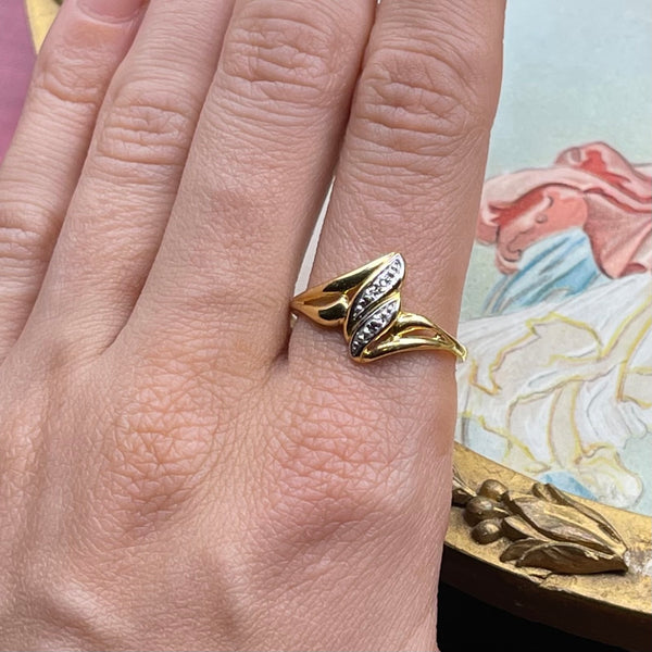 Vintage 14kt Gold Plated Sterling Silver Ring - Two Tone