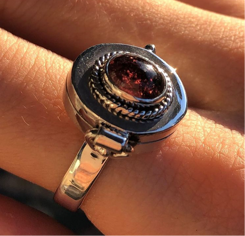 Red Garnet Oval Poison Ring