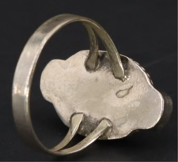 Vintage Braided Sterling Silver Mother of Pearl Ring