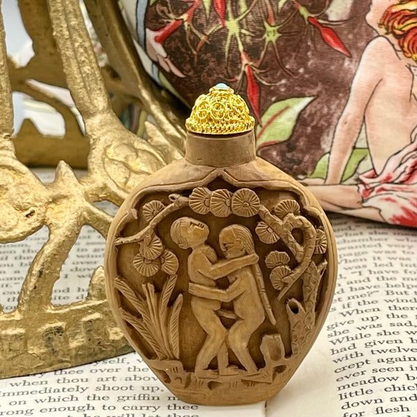 Antique Hand Carved Wooden Fertility Snuff/Potion Bottle