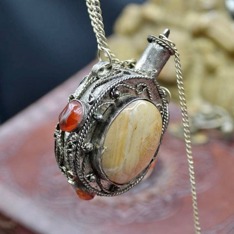 Vintage/Antique(?) Potion/Stash Necklace with Stones