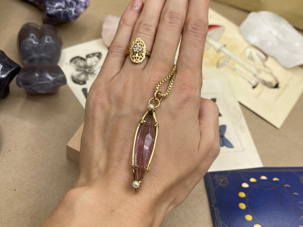 Vintage Elongated Amethyst Glass Necklace