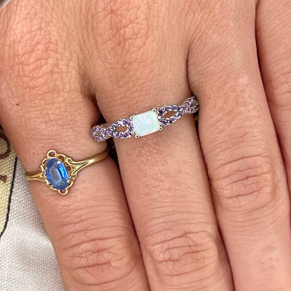 Amethyst + Square Opal Ring