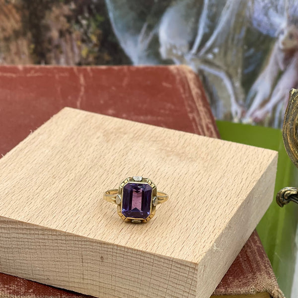 Vintage 10kt Yellow and White Gold Amethyst Ring