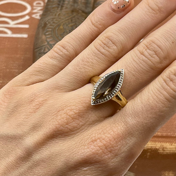 Gold Plated Sterling Smokey Quartz (1.8ct) Ring