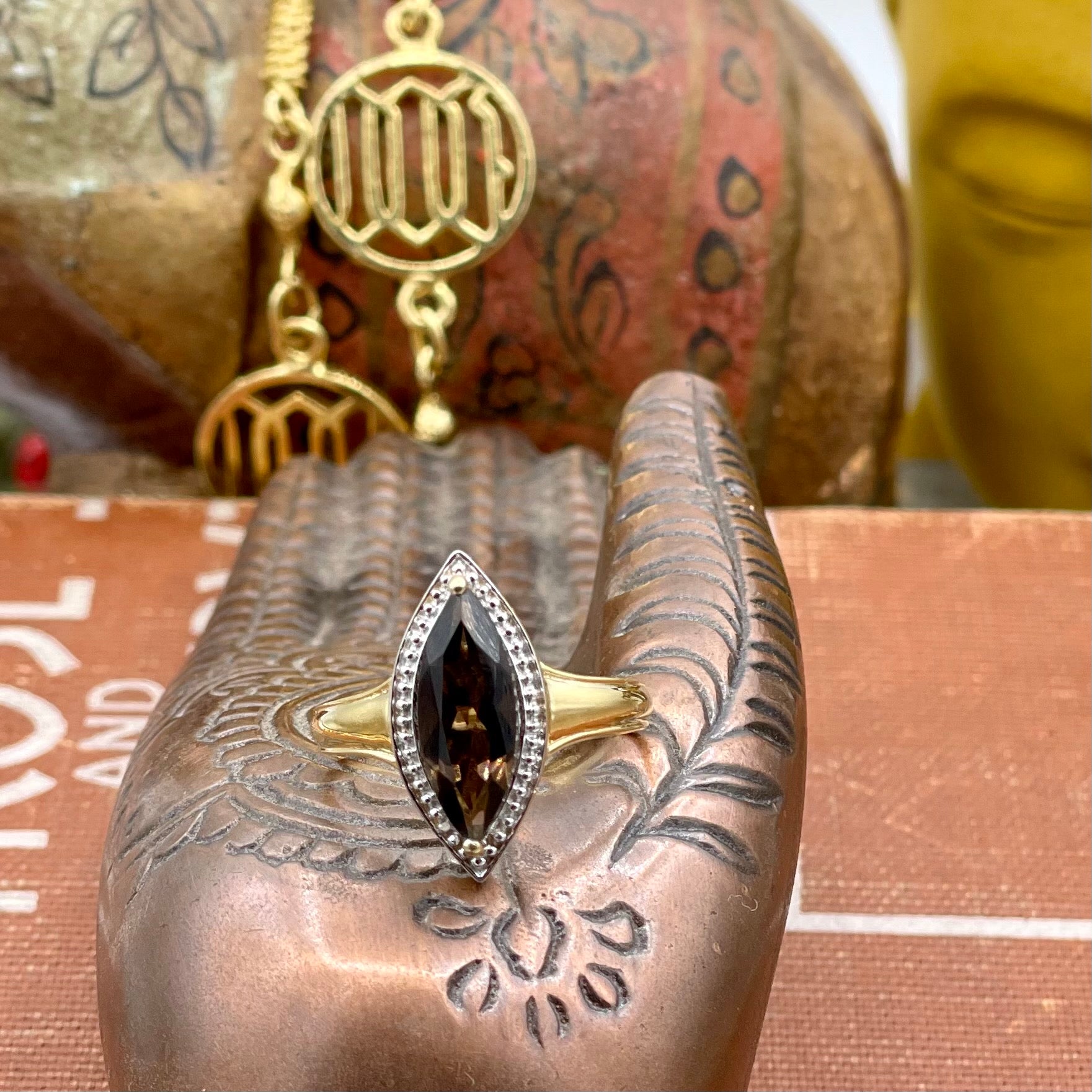 Gold Plated Sterling Smokey Quartz (1.8ct) Ring