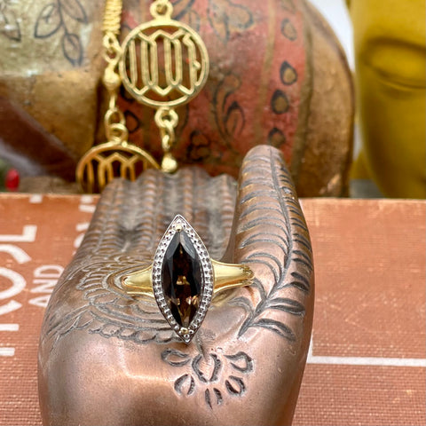 Gold Plated Sterling Smokey Quartz (1.8ct) Ring