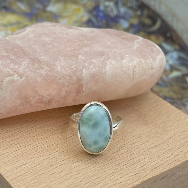 Oval Larimar Sterling Silver Ring
