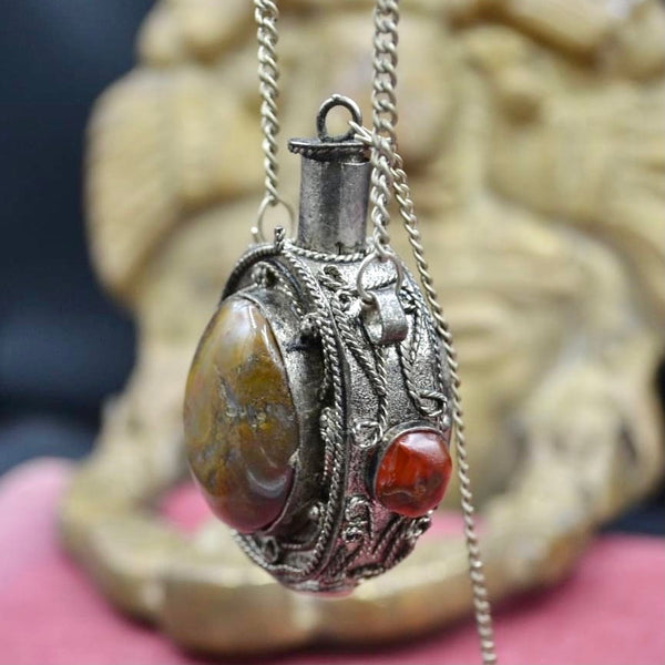 Vintage/Antique(?) Potion/Stash Necklace with Stones