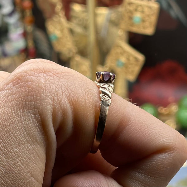 Art Deco 14kt Solitaire Amethyst Ring