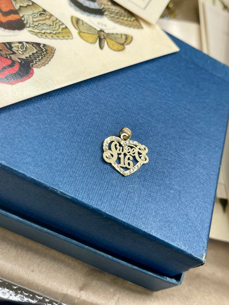 Vintage Diamond Cut 10kt Gold “Sweet 16” Pendant/Charm