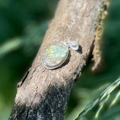 Rough Cut Natural Labradorite Pendant