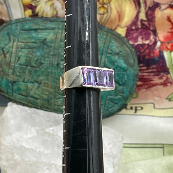 Vintage 1970’s Sterling Silver Purple CZ Channel Set Ring