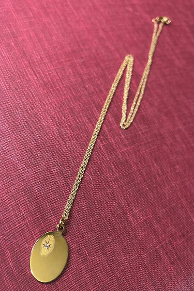 Vintage 14kt Gold Filled Starburst Necklace with Genuine Diamond