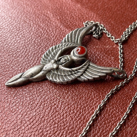 RARE 1980’s  Sterling Silver Winged Isis Goddess Necklace