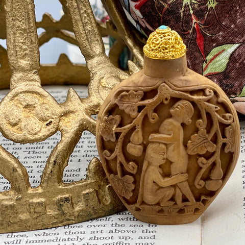 Antique Hand Carved Wooden Fertility Snuff/Potion Bottle