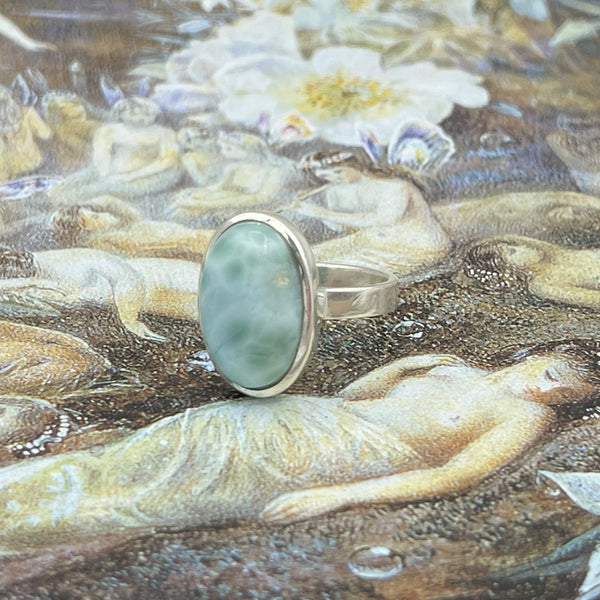Oval Larimar Sterling Silver Ring