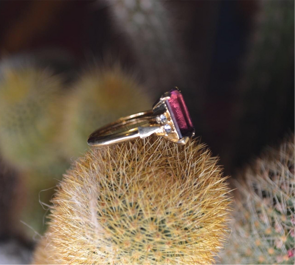 Vintage Purple Cut Glass Cocktail Ring