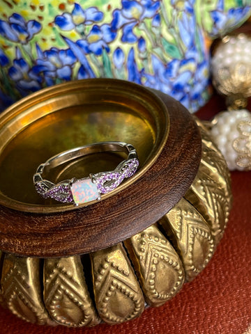 Amethyst + Square Opal Ring