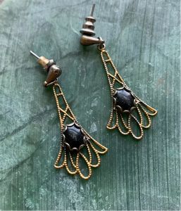 Vintage Art Nouveau Onyx Earrings