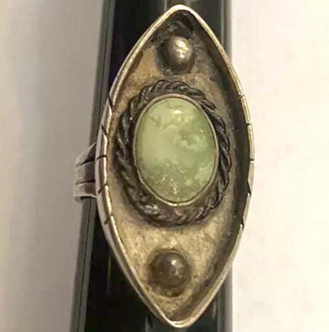 Vintage Handmade Sterling Silver Ring with Turquoise