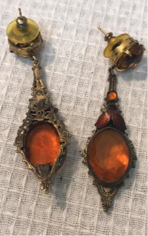 Vintage Amber Stone Earrings