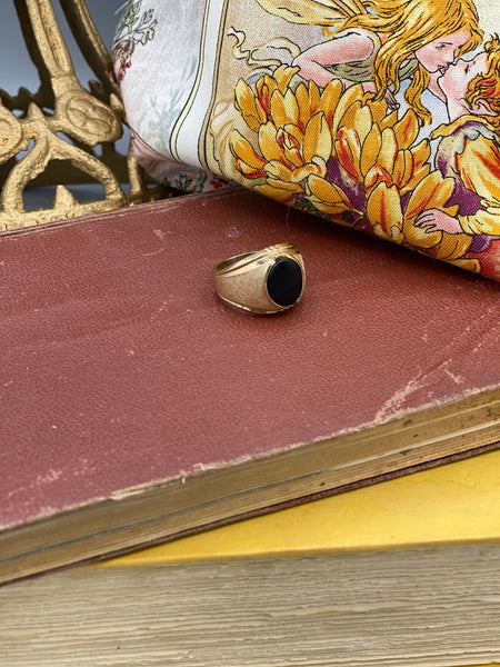 Vintage 14kt Gold Filled Bezel Set Onyx Ring