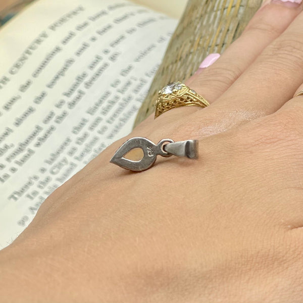 Petite Vintage Sterling Silver Moonstone Drop Pendant