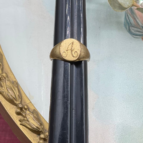 Vintage 10kt Gold Filled Engraved ‘A’ Signet Ring
