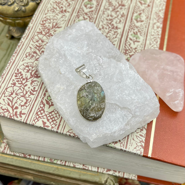 Rough Cut Natural Labradorite Pendant