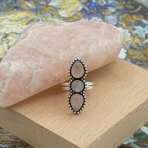 Triple Rose Quartz Healing Ring