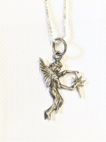 Vintage Dainty Sterling Silver Fairy Necklace