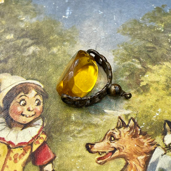 Antique Citrine Glass Spinner Fob/Pendant