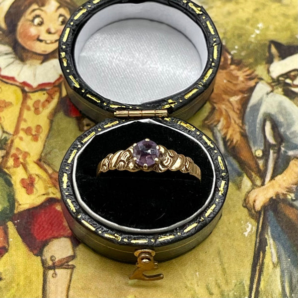 Art Deco 14kt Solitaire Amethyst Ring