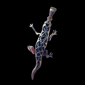 Unusual Vintage Sterling Silver Articulated Open Work Lizard Pendant