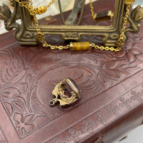 Antique Watch Fob with Pale Purple Czech Cut Glass