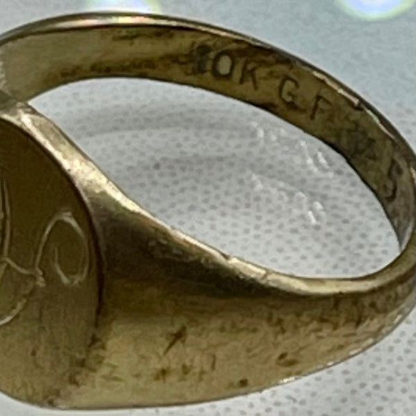 Vintage 10kt Gold Filled Engraved ‘A’ Signet Ring