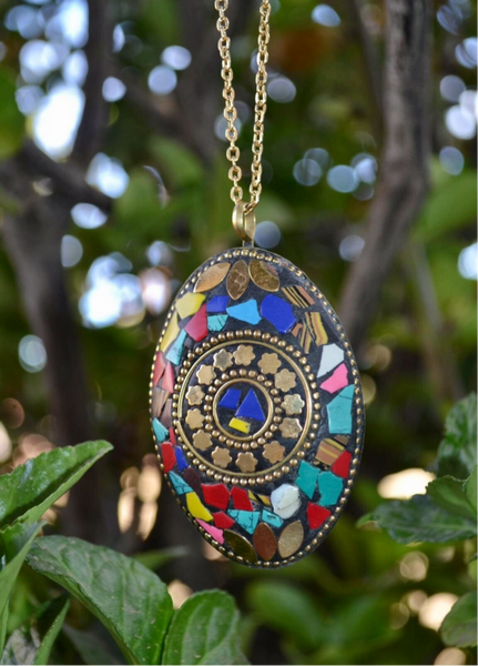 Oversized Tibetan Crushed Stone Necklace