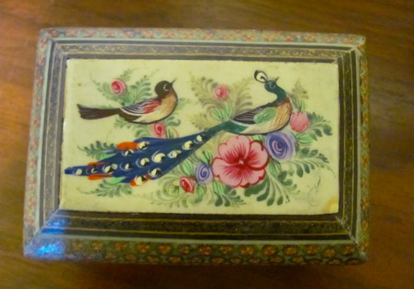Vintage Bohemian Hand painted Wooden Ring/Trinket Boxes