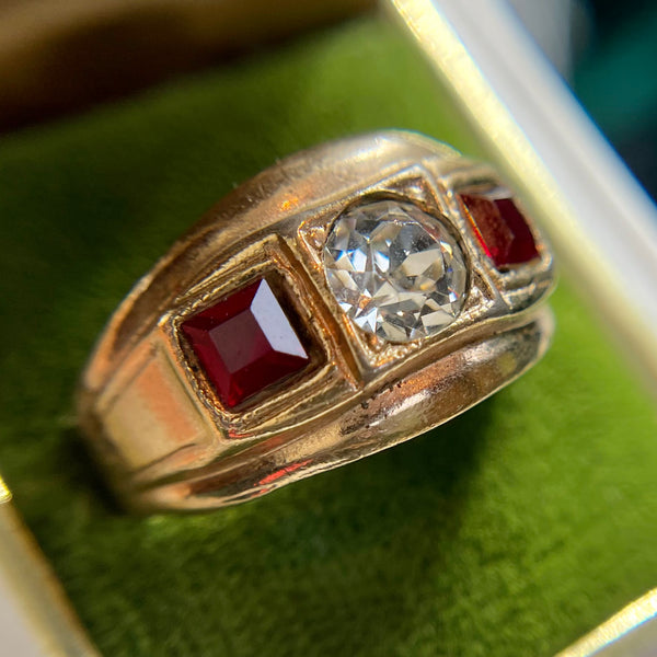 Vintage GF Statement Ring with Paste Stones