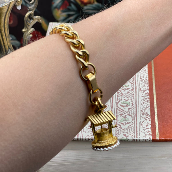 Vintage Gold Tone Wishing Well Bracelet