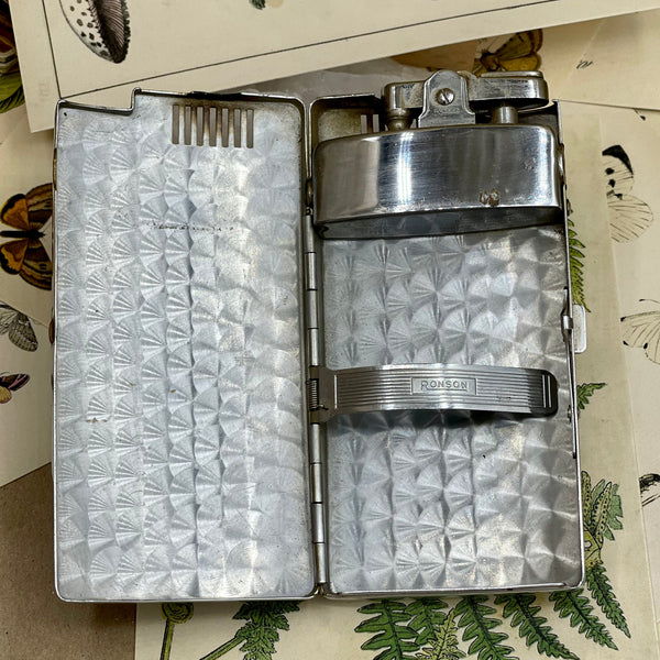 Art Deco Cigarette Case with Built In Lighter