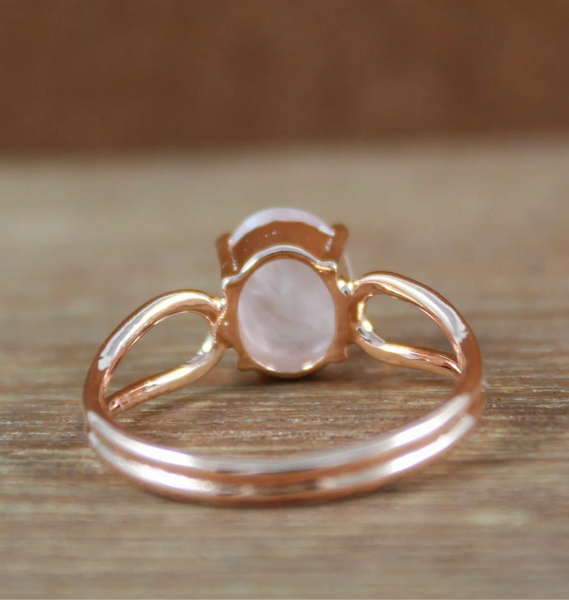 Handmade Rose Gold Genuine Natural Rose Quartz Ring