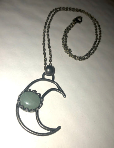 Vintage Aventurine Moon Necklace