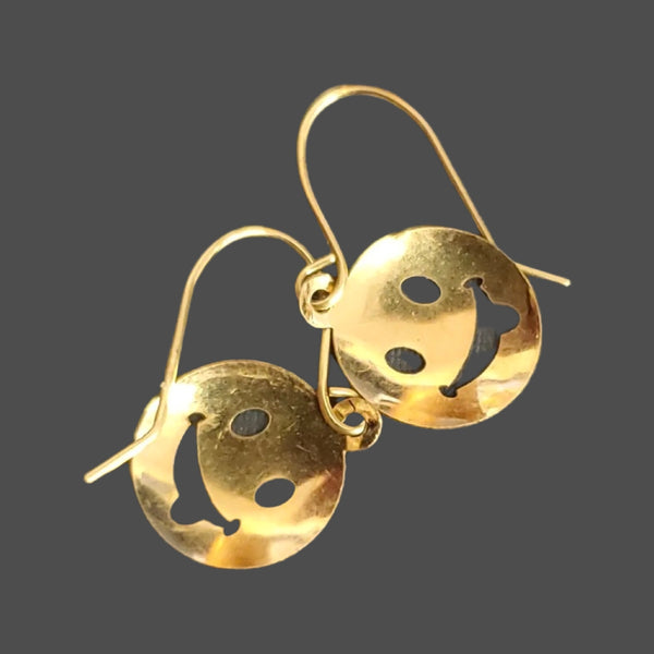 Estate Find 14kt Gold Funny Face Earrings