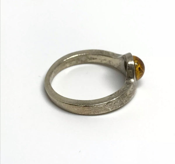 Vintage Sterling Silver + Amber Ring