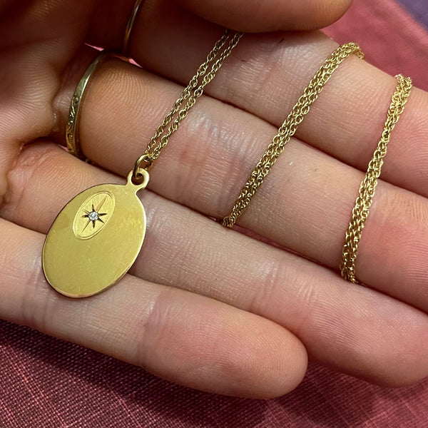 Vintage 14kt Gold Filled Starburst Necklace with Genuine Diamond