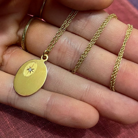 Vintage 14kt Gold Filled Starburst Necklace with Genuine Diamond